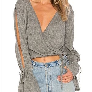 MINKPINK Chateau Wrap Sweater in Grey Marle